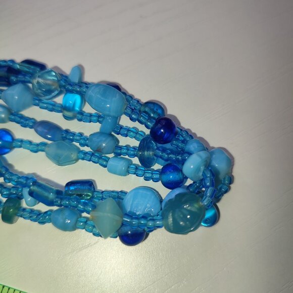 Ultra Long Necklace Wear in 2 3 4 5 Strands Adjustable Length Blue Stones - Picture 9 of 10